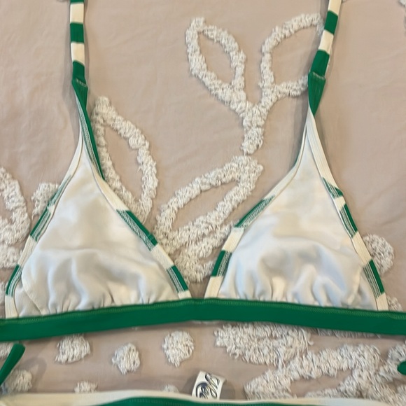 Green and White Striped String Bikini Size M HEAT - Picture 9 of 11